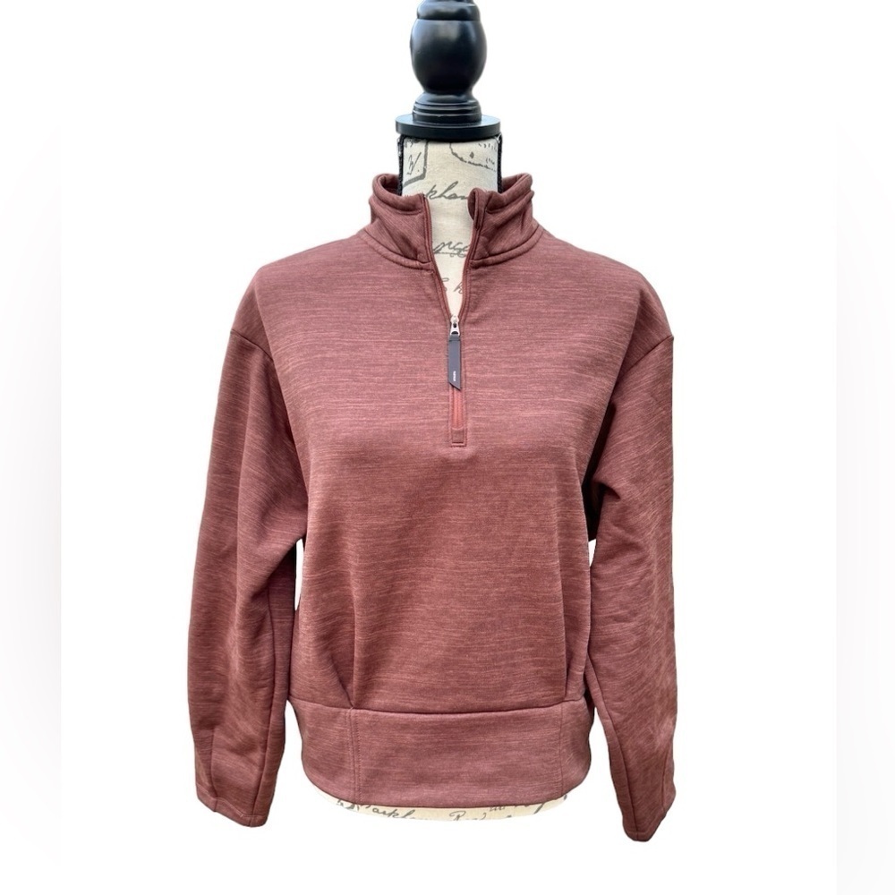 Athleta Sweatshirt Mahogany Heather Altitude Half Zip Polartec Womens Medium - Picture 1 of 14